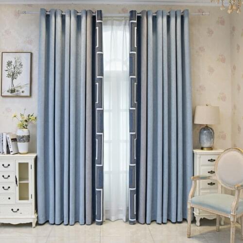 Modern Minimalist Blackout Curtain Thickened Shading Velvet Chenille Stitching Finished Curtains For Living Room Bedroom