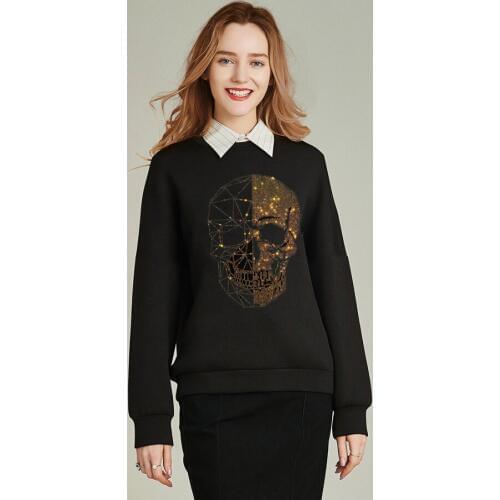 Woman hoodie Skull Sweatshirts ladies womens hoodies Women Diamond stone Long Sleeve Pullover Tops Hot drill