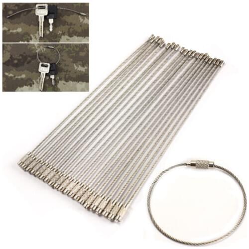 10Pcs/set Stainless Steel Aircraft Wire Cable Key Ring Chain Twist Screw Lock