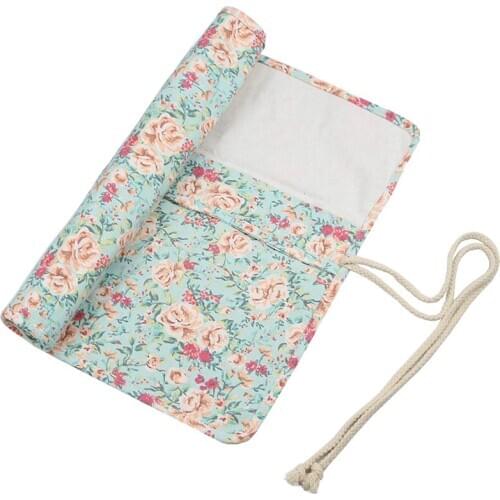 20 Pockets Art Paint Brushes Case Roll Up Pen Holder Canvas Pouch Bag