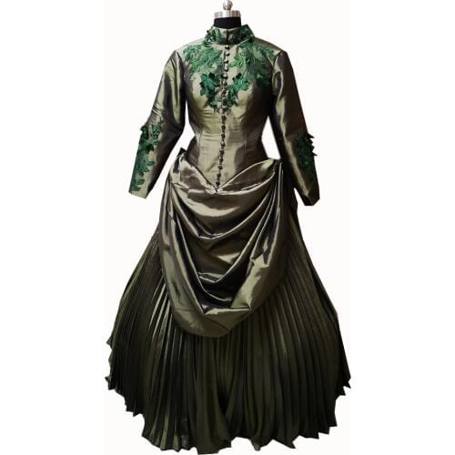 2019 New Green Civil War Victorian Styled Gown Vintage Costumes Victorian Dress D-316
