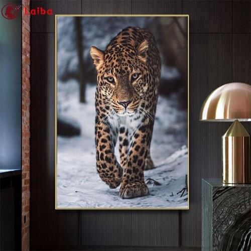 2021 round Diamond Painting Modern animal art, leopard Full square Rhinestone of Picture Diamond mosaic Home wall decoration