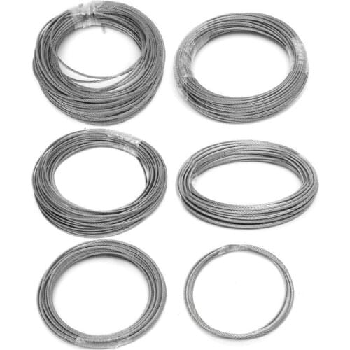 5 Meter 0.6mm 0.8mm 1mm 1.2mm 1.5mm 2mm 304 Steel Wire Rope Cable Clothesline Rustproof 304 Stainless Steel 7*7