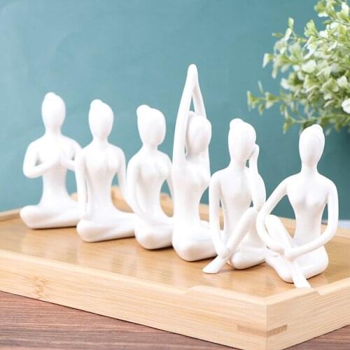 6 Styles Porcelain Ceramic Yoga Pose Yoga Figurine Statue Meditation Yoga Studio Gift Ornament Decoration Lady Statue