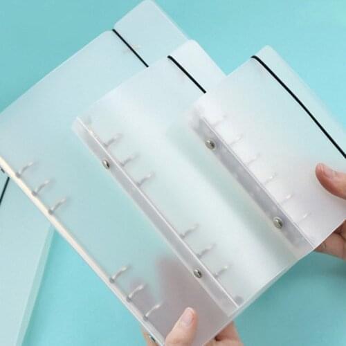 A5/A6 Transparent 6-Ring Binder Cover with String Closure Loose Leaf Folder Notebook Round Ring Clear Hard Binder Cover