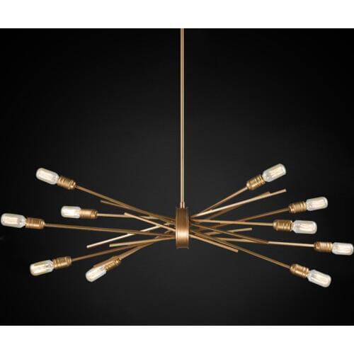 American minimalist creative personality chandelier Nordic retro industrial wind art iron dining chandelier geometric line lamps