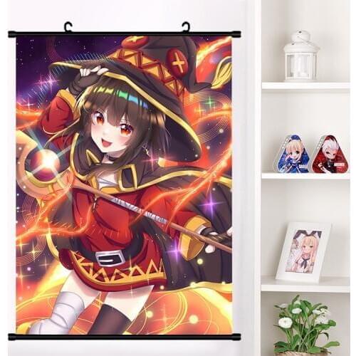 Anime Manga KonoSuba Gods Blessing on This Wonderful World! Megumin Aqua Darkness Cosplay Wall Scroll Mural Poster Home Decor