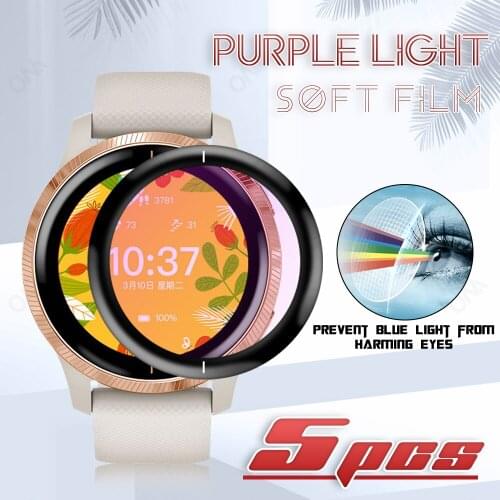 Anti-blue light Curved Edge Soft Screen Protector Film For Garmin Venu / Venu 2S Smart Watch Full Cover Protective (Not Glass)