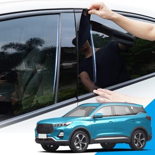 Car Styling PVC Car Window Pillar Trim Sticker Middle BC Column Stickers External Auto Accessories For Chery Tiggo 7 2016-2019