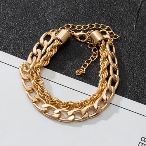 New Stainless Simple Bracelet On Hand Punk Chain Women Men Bracelets Charm Couple Bracelet Gold Colour 2020 Trend Jewelry Gifts