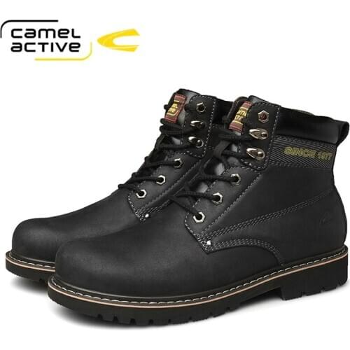 Camel Active New Fashion Outdoor Tooling Boots Genuine Leather Mens Shoes Casual Rubber Non-slip Ankle Boots zapatos de hombre