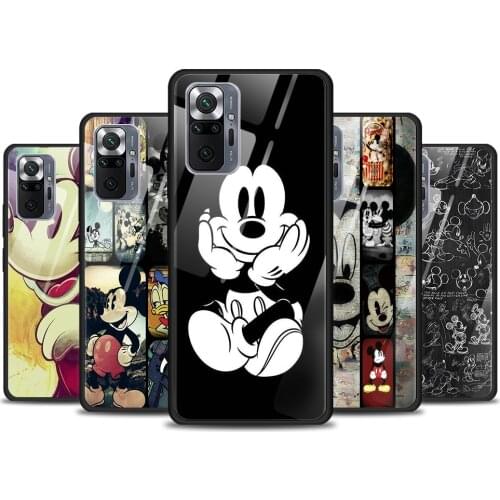 Mickey Mouse Tempered Glass Cover For Xiaomi Redmi Note 10 10S 9 9T 9S 8T 8 9A 9C 8A 7 Pro Max Phone Case