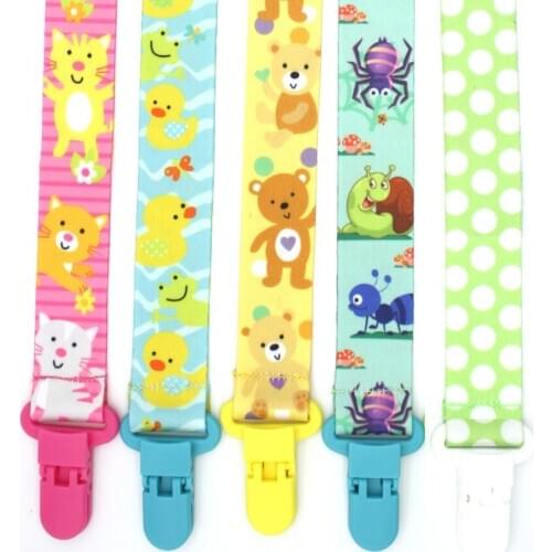 Baby double-sided printing pacifier clip newborn teething pacifier chewing dummy chain lanyard webbing anti-drop chain