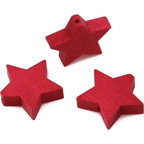 Doreen Box Natural Wooden Spacer Beads Pentagram Star Pendant Loose Beads Decor for DIY Jewelry Making Necklace Finding,30PCs