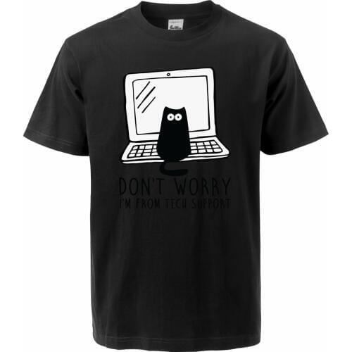 Cute Cats T-shirts Don't Worry Men T Shirts Japan Anime Tshirt Men 100% Cotton Streetwear Harajuku Tee Shirt Homme Tops Tees