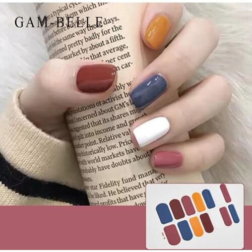 GAM-BELLE Cute Nail Sticker Strawberry Flower Glitter Designs Decals Full Cover Nail Wraps Waterproof Adhesive Nail Decoration