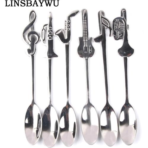 1PC Hot Sale Stainless Steel Music Symbol Coffee Drink Spoon Tableware Kitchen Supplies Kitchen Accessories Drinking Tools