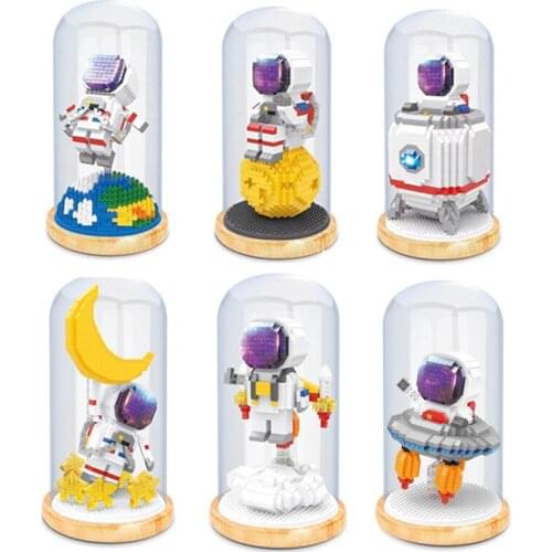 Wise Hawk 2683-2694 Outer Space Astronauts Moon Dream Bottle Belt Dustproof Box Micro Particles Building Blocks Toys