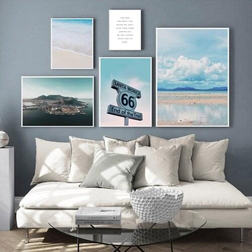 Beach Cloud Mountain Sea Signage Quote Wall Art Canvas Painting Nordic Posters And Prints Wall Pictures For Living Room Decor