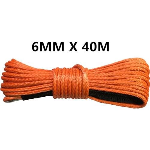 Hot Sale 6mm x 40m synthetic winch lines uhmwpe cable plasma rope with sheath car accessories Free Shipping