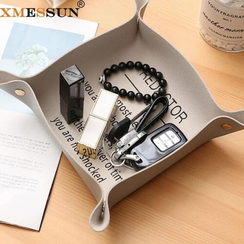 XMESSUN Storage Tray New Leather Fashion Cosmetic Desktop Storage Box Customized Tray Jewelry Lipstick Storage Box Ins XMS161
