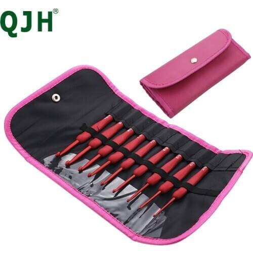 Purple/Pink Multifunctional DIY Crochet Bag Soft Handle Ergonomic Knitting Needles Crochet Storage Bag Knitting Tools Bag