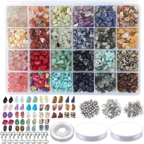 1323Pcs Irregular Gemstone Beads Kit with Spacer Beads Lobster Clasps Jump Rings