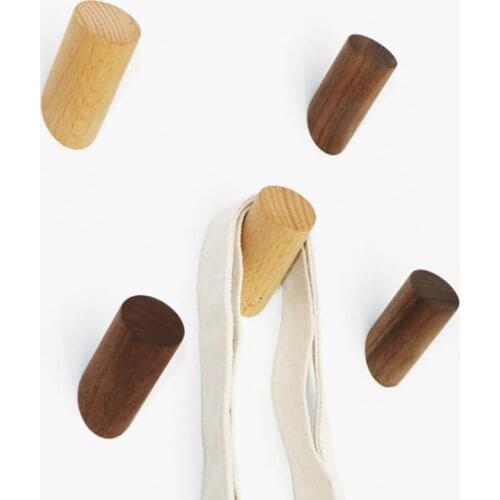 Hat Scarf Handbag Storage Rack Multifunction Wall Mounted Portable Clothes Hanger Key Holder Natural Wood Bathroom Accessories