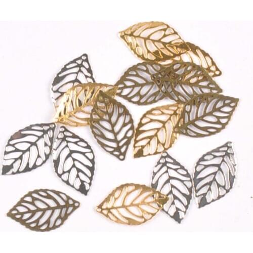 Metal Filigree Leaves Pattern Wraps Connectors Embellishments For DIY Scrapbook Home Decor Crafts Supplies 50Pcs 23x14mm YK0751