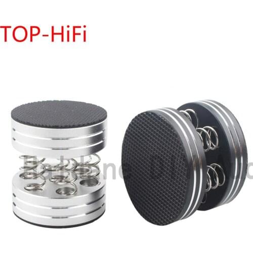 TOP-HiFi 4pcs Aluminum Alloy Speaker Spike Audiophile Shock Spikes Spring Damping PadAudio Stand Feet Amp Cone Speaker Pad