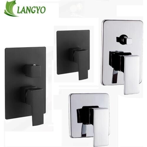 LANGYO Solid Brass Polished Chrome/Black Single Handle One Two Three Function Wall Mount Bathroom Shower Mixer Control Valve