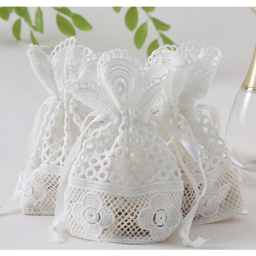 New 1PC 10x14cm Jewelry Gift Bag White Eyelet Lace Bag Bunch Pocket Wedding Candy Bag Gift Pocket for Jewelry Muzzle Gift Bag