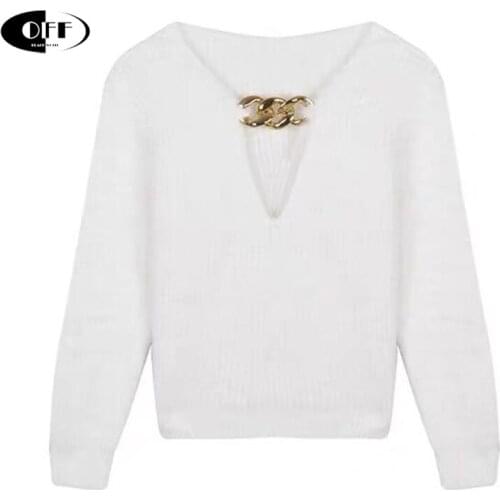 Patchwork Sequin Sweater For Women V Neck Long Sleeve Mohair Slim Short Tops Lady Elegant Pullover Female Fashion New Clothing