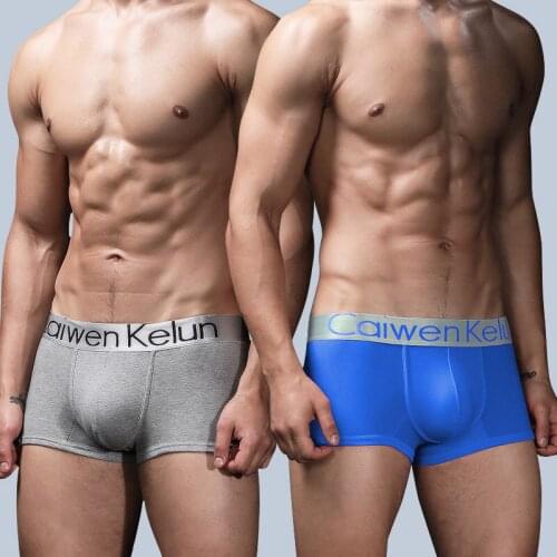 Caiwen KelunMens boxer underwear pure cotton breathable sports loose cotton quadrangle pants head and bottom underpants trend