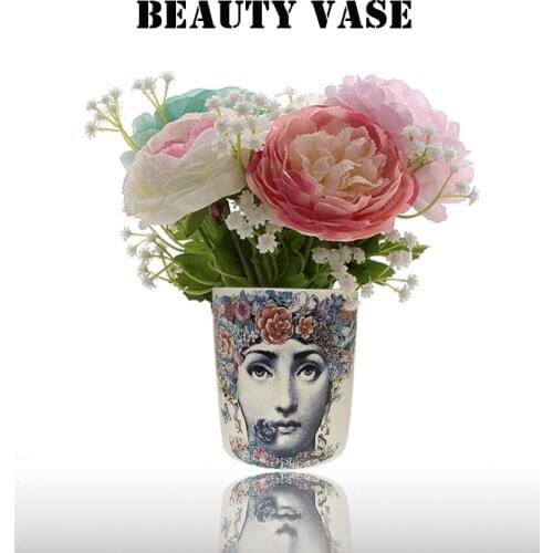 Face decoration ceramic European style incense Candlestick candle cup desktop creative decoration penholder