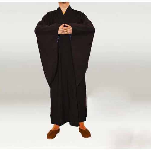 Unisex full cotton coffeebuddhist monks kung furobe zen Buddhism monkssuits abbotclothes martial artsgown haiqingbrown