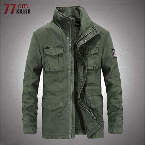 Brand Military Jacket Men Autumn Cotton Multi-pocket Mid-Long Windbreaker Outwear Men High Quality Zipper Coats Chaquetas Hombre