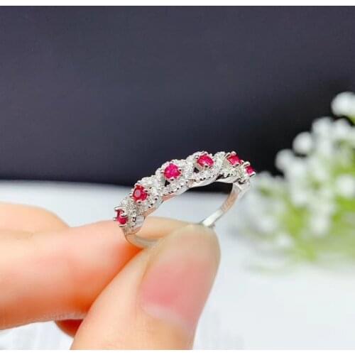 CoLife Jewelry 100% Real Ruby Ring for Daily Wear 6 Pieces 2.5mm Natural Ruby Silver Ring 925 Silver Ruby Jewelry