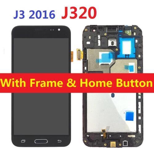 LCD Display Touch Screen Digitizer Sensor with Frame Home Button For Samsung Galaxy J3 2016 J320F J320F/DS J320H/DS J320FN J320M