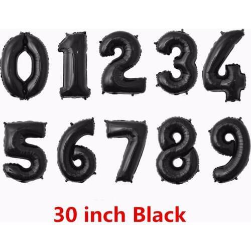 10pcs/lot 30inch Black Number Foil Balloons Birthday Party Decorations Kids Helium Balloon Anniversary wedding party suppliers