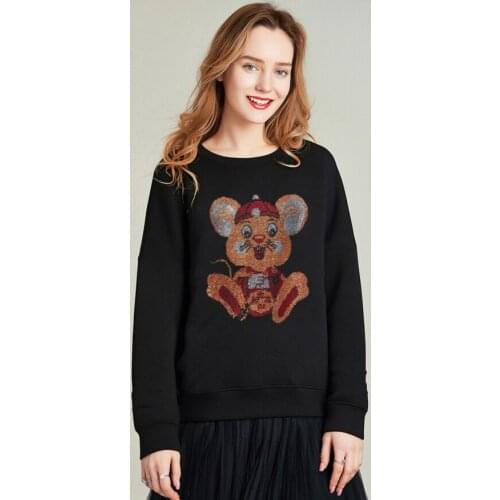 2021 hoodie Women Clothes sweatshirt Hot drill Hoodies streetwear top Casual Rhinestones design