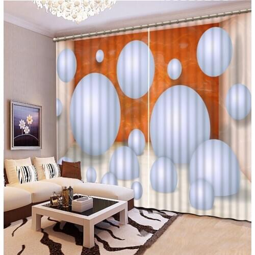 3D Curtain Space White Ball Curtains 3D Bathroom Shower Curtain Blackout Shade Window Curtains Home Decor