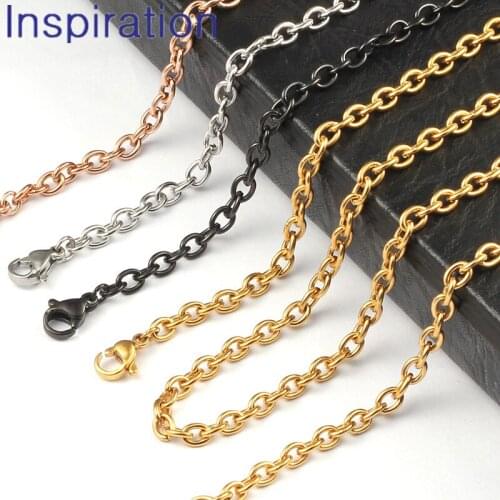 45cm/50cm /60cm/70cm/80cm Stainless Steel O Shape Chain Necklace fit DIY Pendant Necklace silver gold rose Black