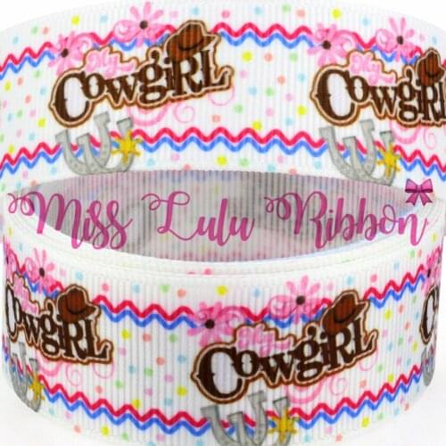 6mm-75mm Cowgirl Printed Elastic Ribbon Dots&Wave Pattern DIY Christmas Present Packing Stuffs 50yards/roll MD1709014-75-8622