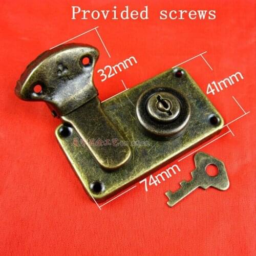 74*41mm Packaging Hardware Wooden box buckle Antique lock Panel button Bussell Decorative box buckle Provided screws Wholesale