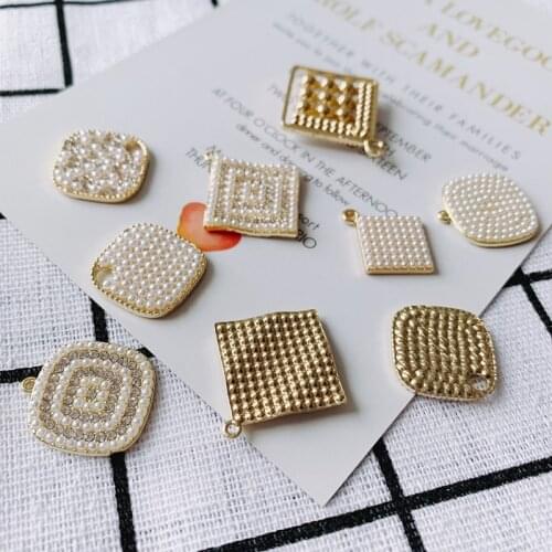 DIY jewelry accessories wholesale geometric square diamond Pearl pendant earrings pendant basic materials
