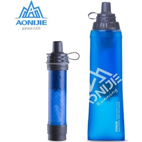 AONIJIE SD25 Safe Filtered Water Bottles 440ml Soft Flask Hydration Water Bladder with Hydration Filter for Running Hiking
