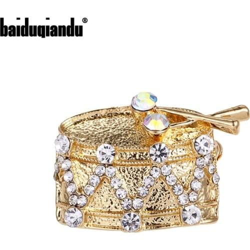 Baiduqiandu Brand New Arrival Gold Color Plated Crystal Crown Brooch Pins Fashion Dress Clothes Accessories Jewelry