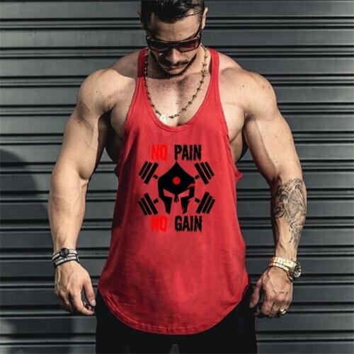 Brand clothing Bodybuilding GYMS Fitness Men Tank Top workout NO PAIN NO GAIN print Vest Stringer sportswear Undershirt