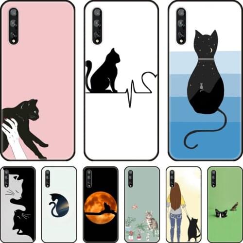 Lovely cat Phone Case For Huawei Y 5 6 7 8 9 A P S Pro 2020 2019 black cell shell